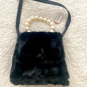 Black faux fur purse